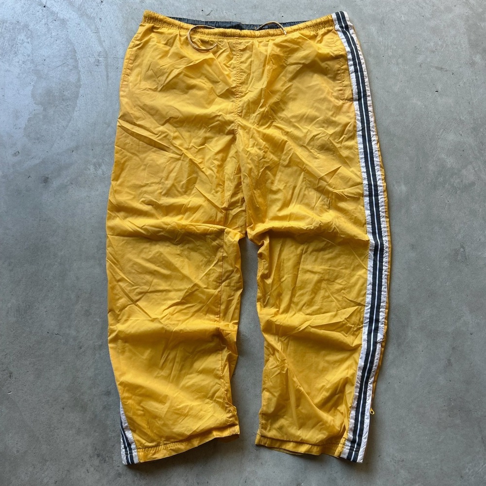 Aeropostale Vintage Y2K Yellow Nylon Track Pants Windbreaker Mens XL Side Stripe